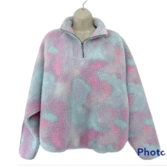 American Eagle Rainbow Sherpa 1/4 zip - Picture 2 of 4